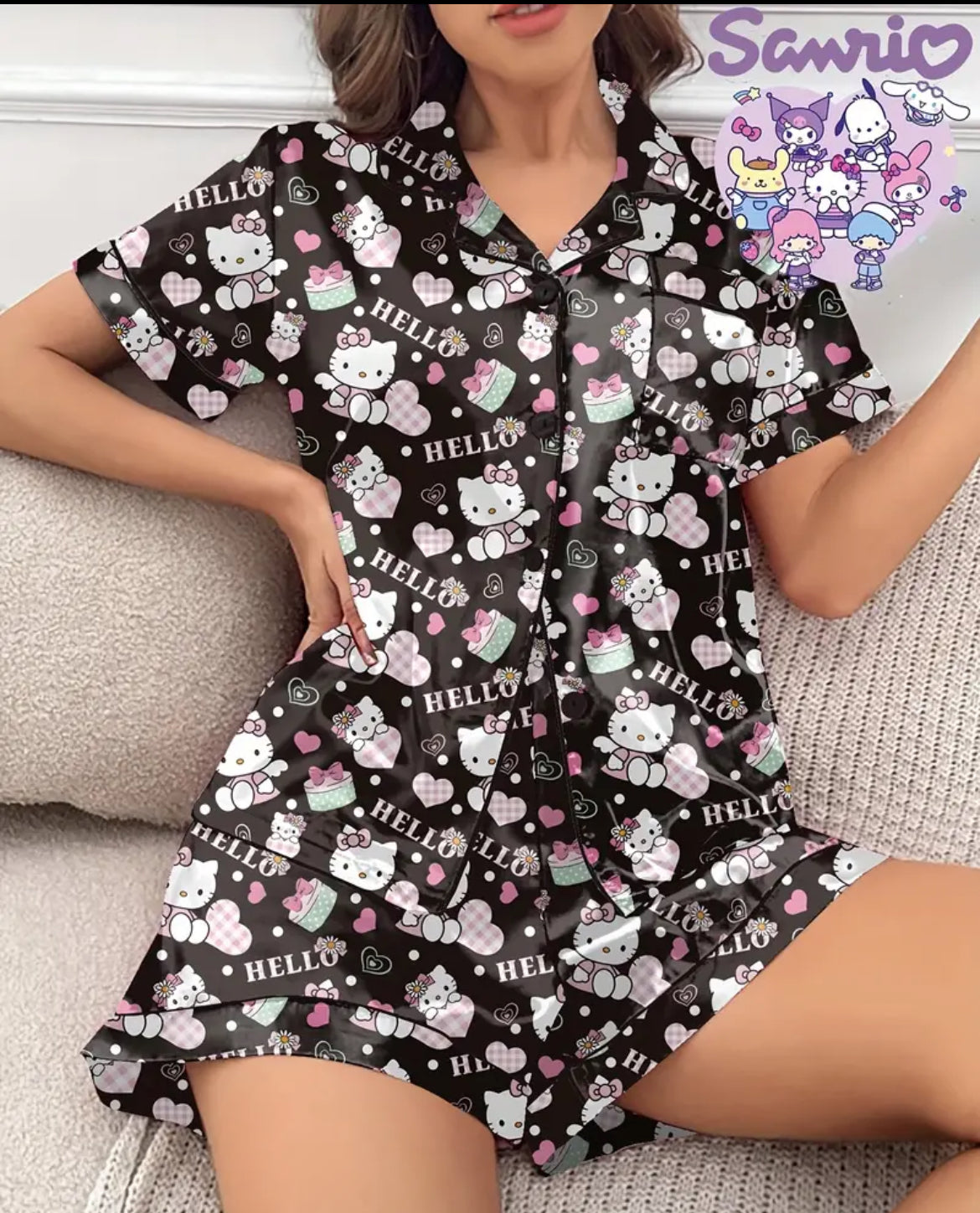 Pijama Satin black