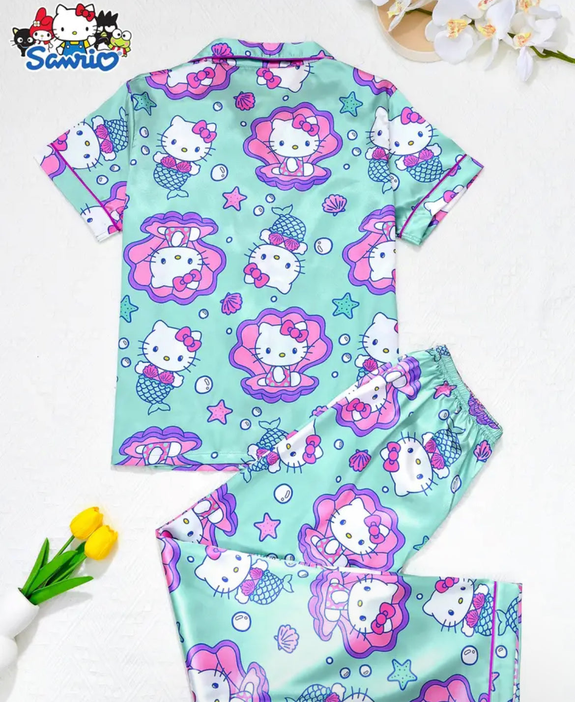 Pijama con pantalón, menta rosa