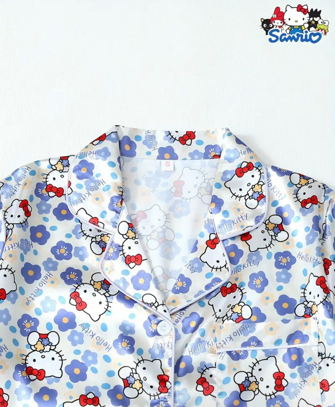 Pijama flores azul