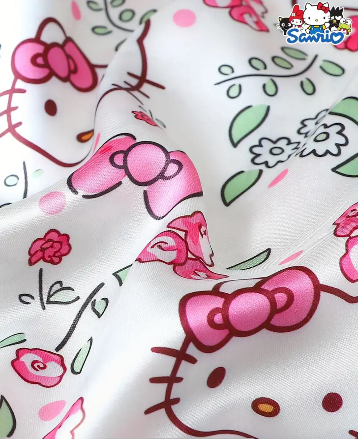 Pijama Satin blanco con rosa