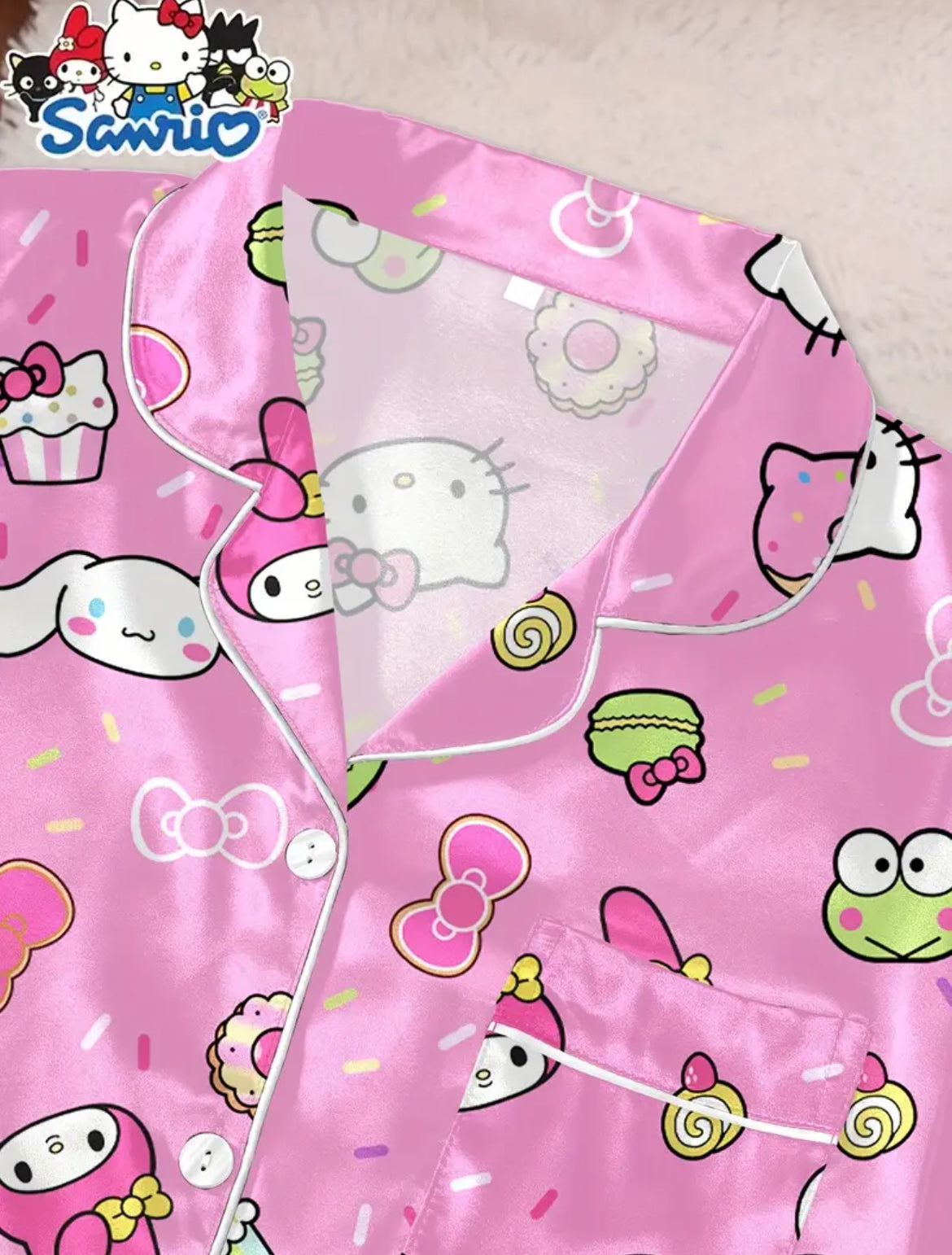 Pijama Satin Rosa Kitty