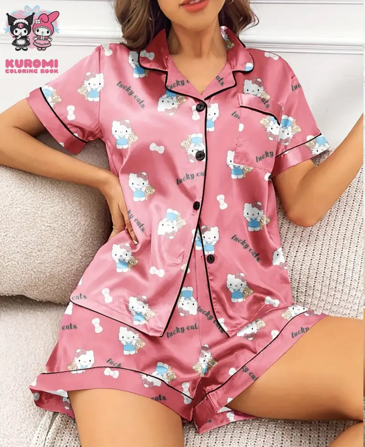 Pijama satin color durazno