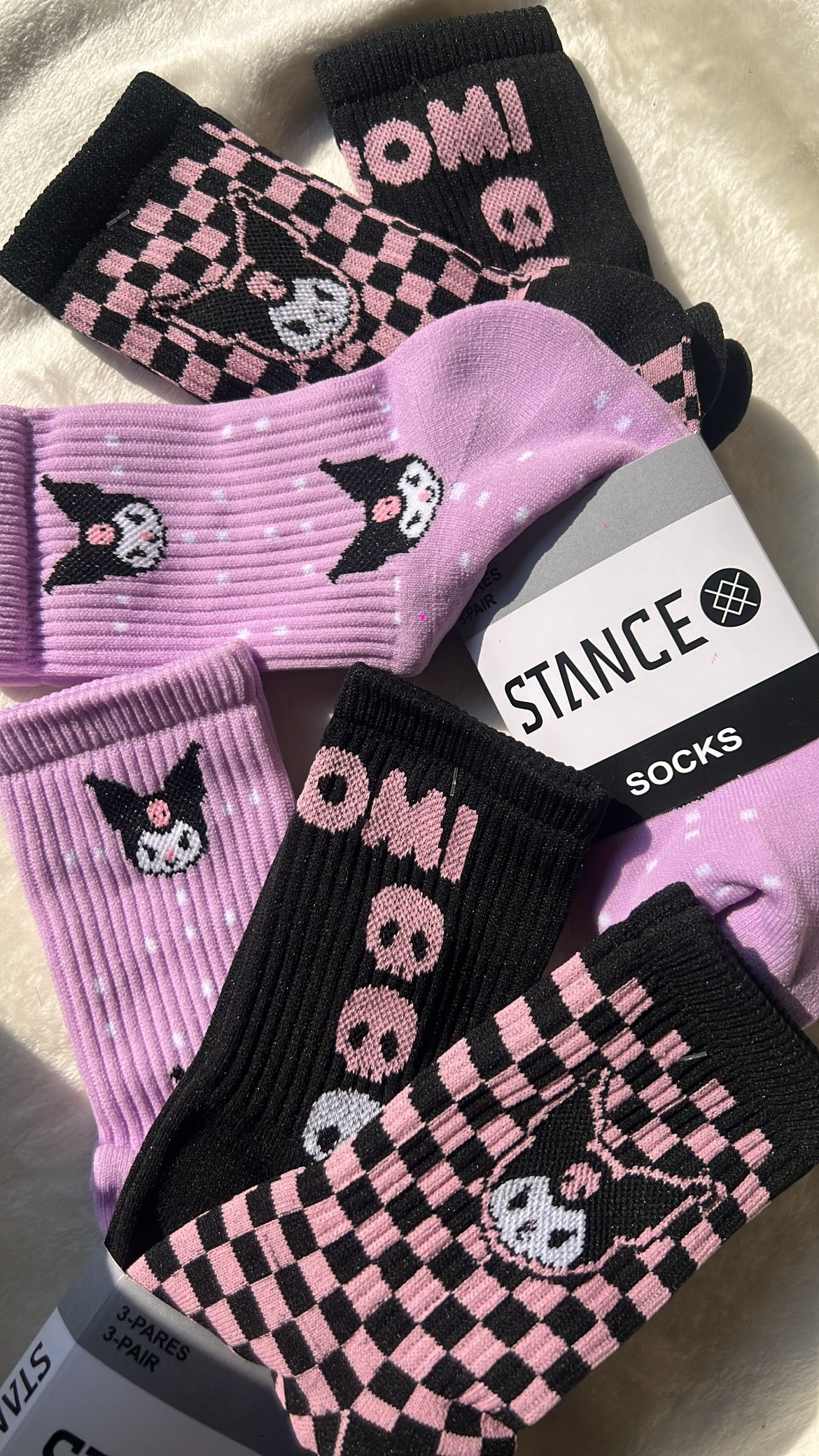3 pares de calcetines Kuromi 💜🖤