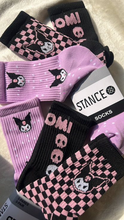 3 pares de calcetines Kuromi 💜🖤