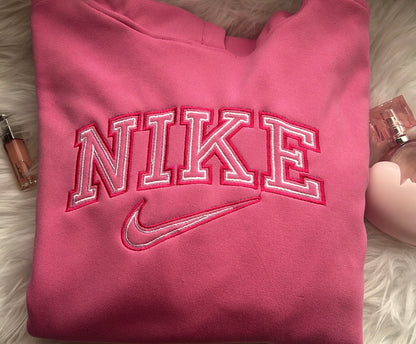 Sudadera Bordada Rosa con capucha