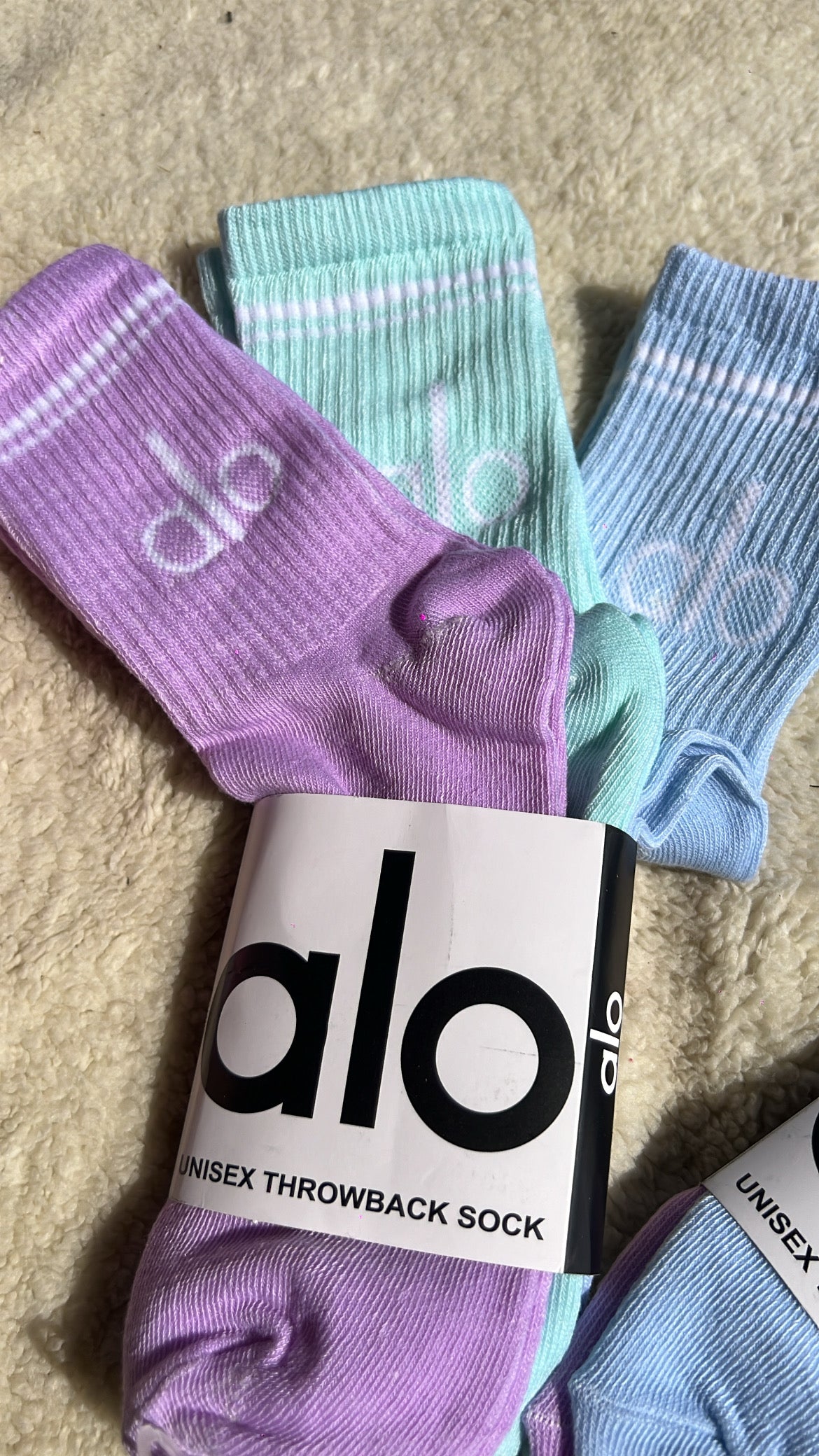 3 pares de calcetines Alo Lila/verde/azul 💜💚🩵