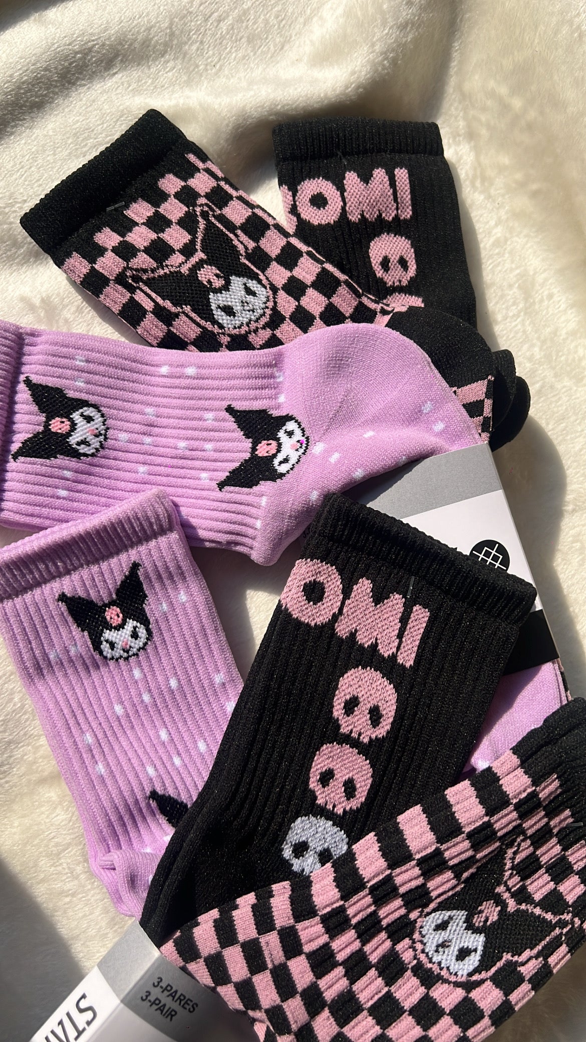 3 pares de calcetines Kuromi 💜🖤