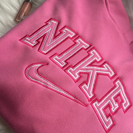 Sudadera Bordada Rosa con capucha