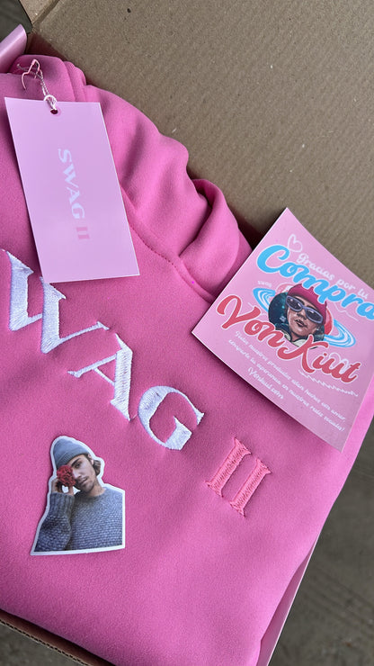 Hoddie SWAG Negro bordado por frente y estampado por detrás DAMA