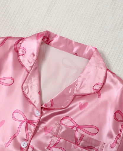 Pijama completa satin moños
