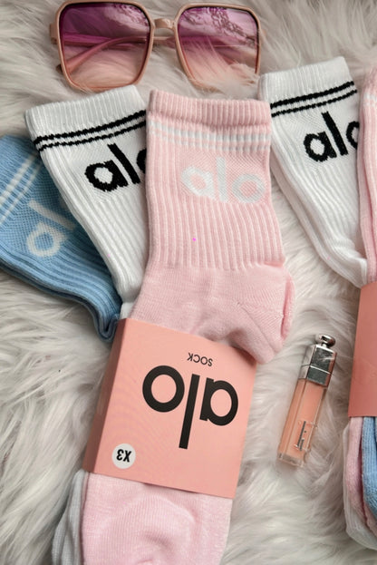 3 pares de calcetines @lo blanco/rosa/azul