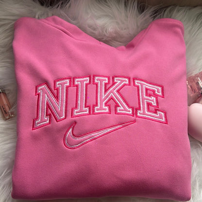 Sudadera Bordada Rosa con capucha