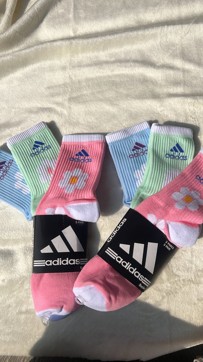 3 pares de calcetines Adidas Flores 🌸💐