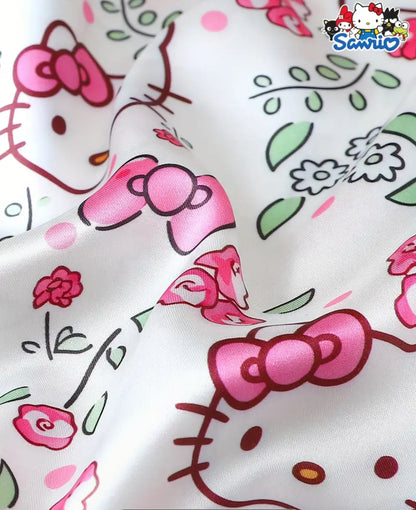 Pijama Satin blanco con rosa
