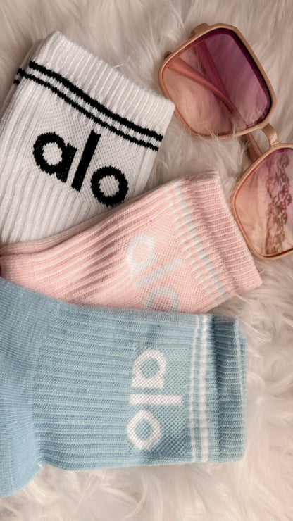 3 pares de calcetines @lo blanco/rosa/azul