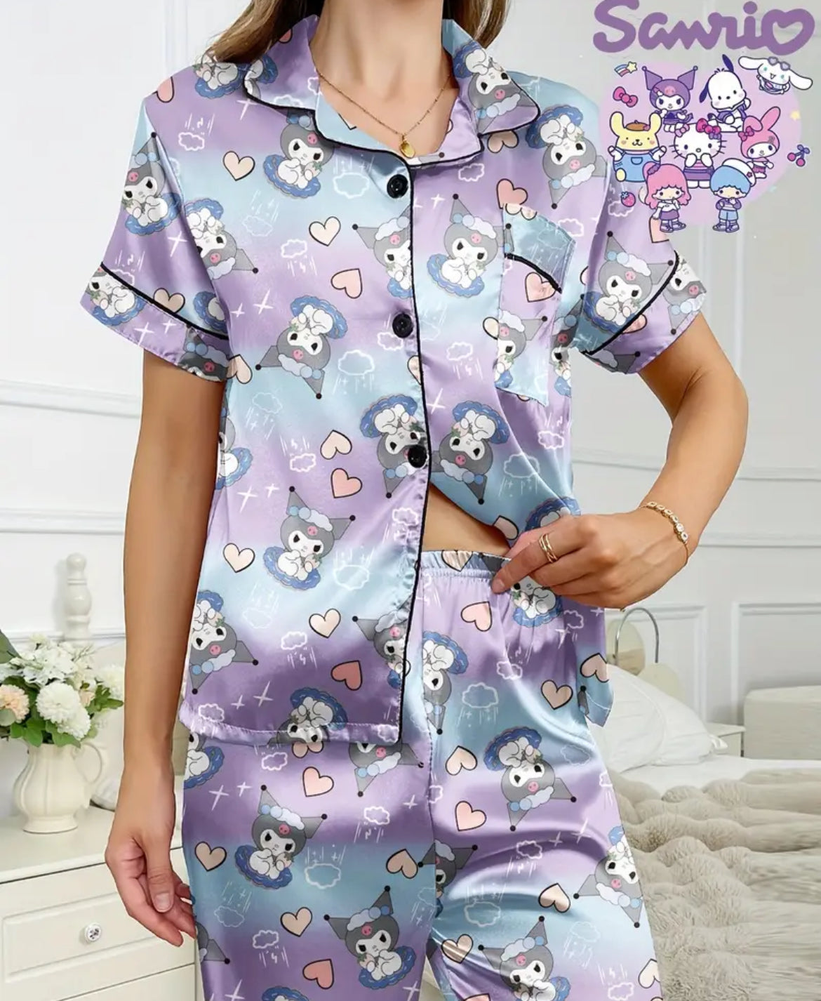 Pijama con pantalón largo lila