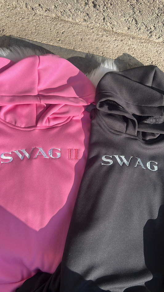 Hoddie SWAG Negro bordado por frente y estampado por detrás DAMA