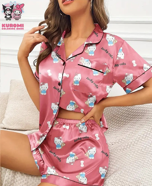 Pijama satin color durazno