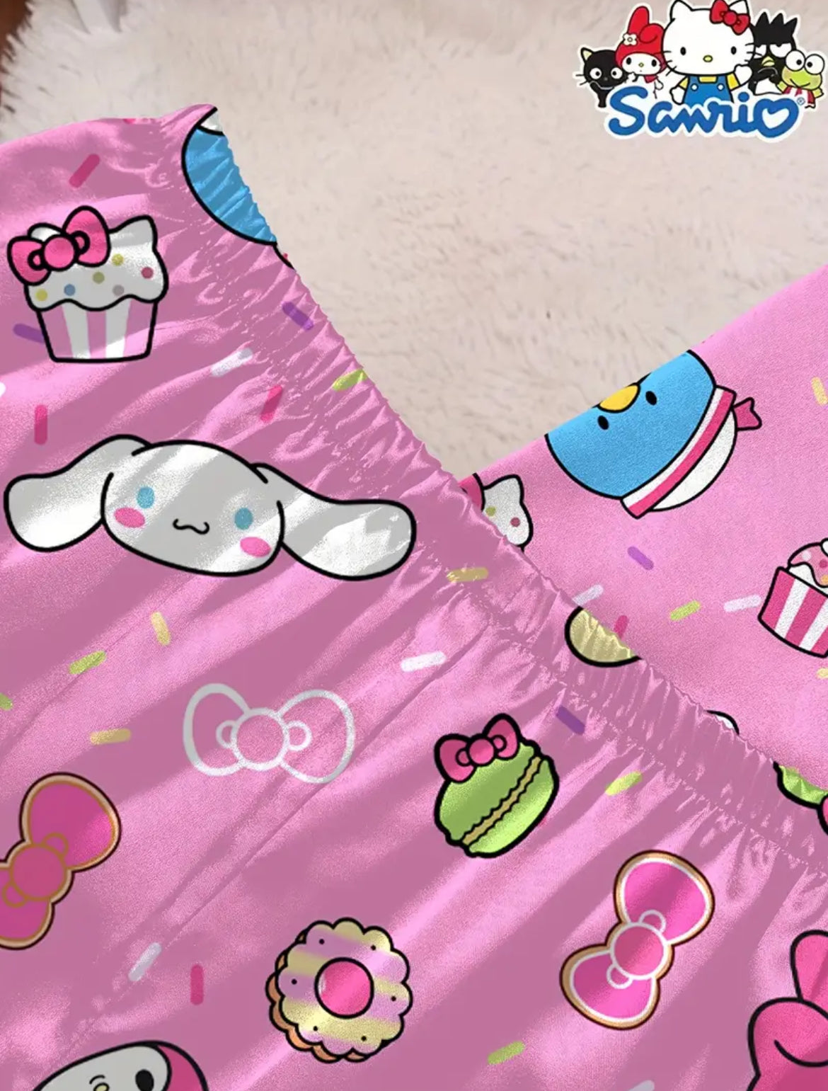 Pijama Satin Rosa Kitty