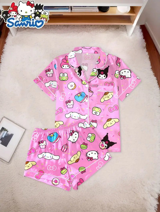 Pijama Satin Rosa Kitty